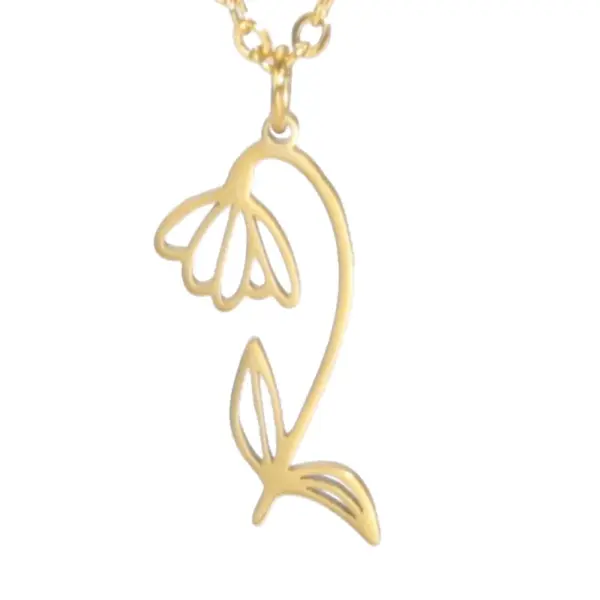 Wholesale Simple 18k Real Gold Plating Non-fading Ten Birthday Month Flower 304 Material Diy Stainless Steel Pendant