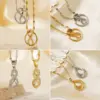 Wholesale 304 Stainless Steel Copper K Gold Plated Rhodium Plated Plating Inlay Circle Infinity Zircon Pendant Necklace