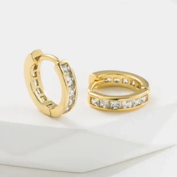 Wholesale Fashion Leaf Copper Hoop Earrings Inlay Zircon Copper Earrings