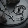 Wholesale Jewelry Original Design Cross Titanium Steel Plating Jewelry Set Cuban Link Chain Curb Chain
