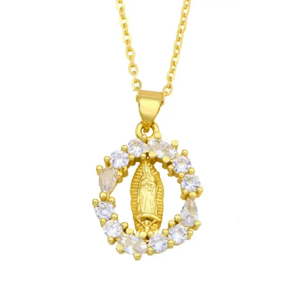 Wholesale Fashion Heart Copper 18k Gold Plated Pendant Necklace In Bulk
