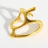 Wholesale Simple Geometric Open Ring Stainless Steel 18K Gold Plated Adjustable Size Casual Elegant Sexy Minimalist Style For Women
