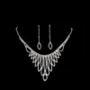 Sweet Water Droplets Tassel Eye Rhinestone Copper Plating Earrings Necklace 2 Piece Set