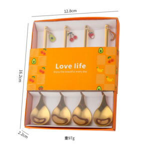 Yellow gift box-spoon set of 4 [gold]]