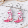 oly-192dcd048260197289d179e82bce090a Wholesale Cross-Border Western Style Pink Love Tassel Spring and Summer Flower Leaf Cowboy Boots Pendant Wooden Double-Sided Earrings