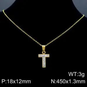Gold Necklace Letter T