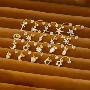 Wholesale 1 Piece Ig Style Simple Style Leaf Heart Shape Crown Plating Inlay Copper Zircon Cartilage Earrings