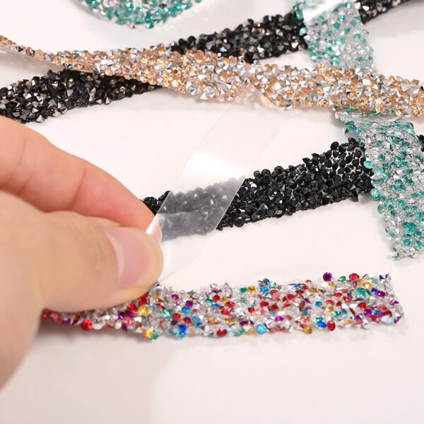 Wholesale Double-sided adhesive Hot Melt Adhesive rhinestone rhinestone rhinestone Strip width 1.5cm diamond belt shoe bag crystal rhinestone clothing diamond chain