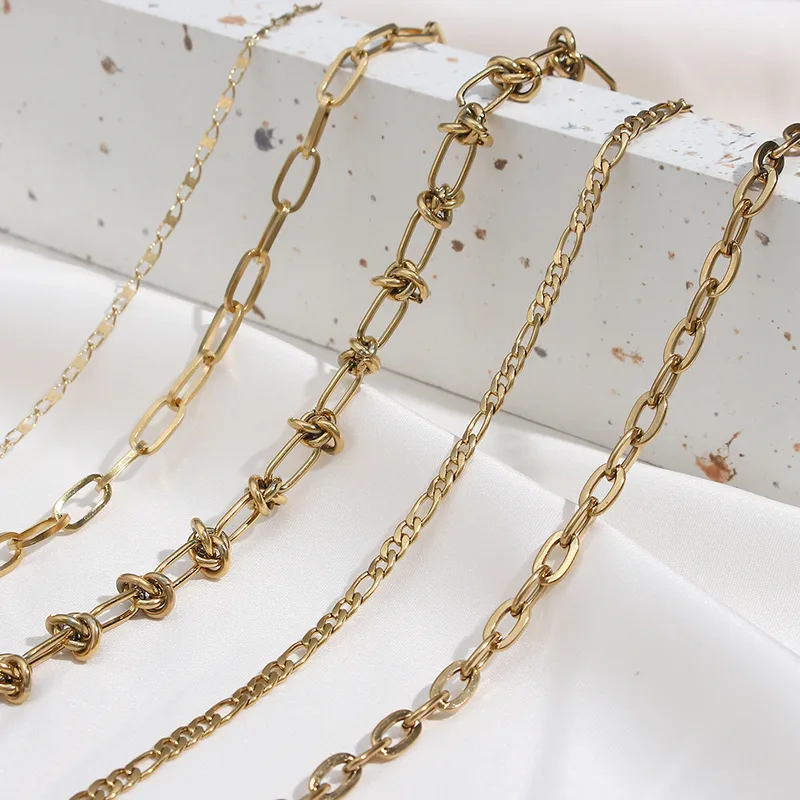 Wholesale PVD Coated Real Gold Plated 18K Gold Geometric 304 Stainless Steel Fashion Waterproof Non Tarnish 304 Stainless Steel Necklace