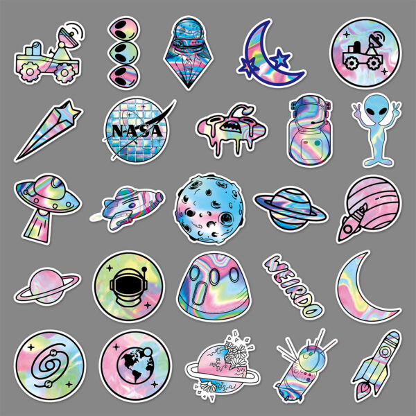 Wholesale 50 pieces of outer space graffiti personalized cartoon planet laser creative stickers