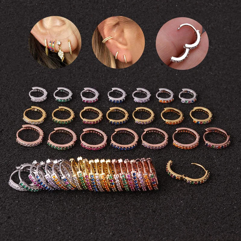 Ear Cartilage Rings & Studs Simple Style Geometric Colorful Copper Zircon