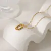 Wholesale Jewelry Casual Basic Commute Round Solid Color Rectangle 304 Stainless Steel 18K Gold Plated Pendant Necklace