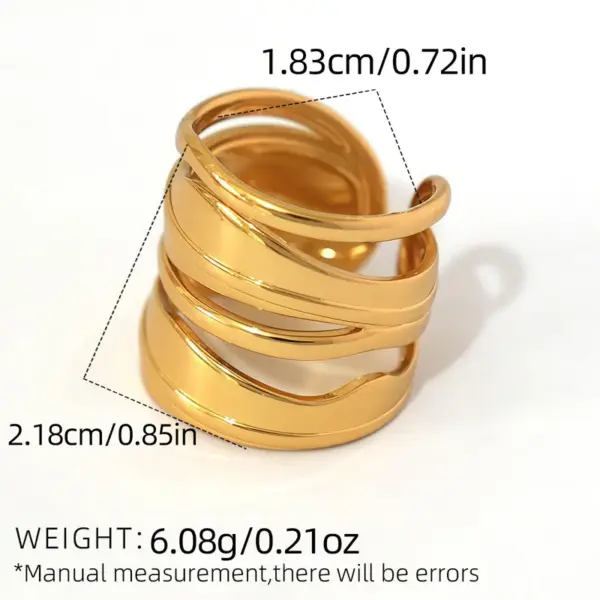 Wholesale PVD Coated Real Gold Plated 18K Gold Geometric 304 Stainless Steel Casual Simple Style Waterproof Non Tarnish Open Rings