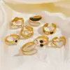 Wholesale PVD Coated 18K Gold Plated Pentagram Heart Shape 304 Stainless Steel Elegant Simple Style Commute Waterproof Non Tarnish Open Rings