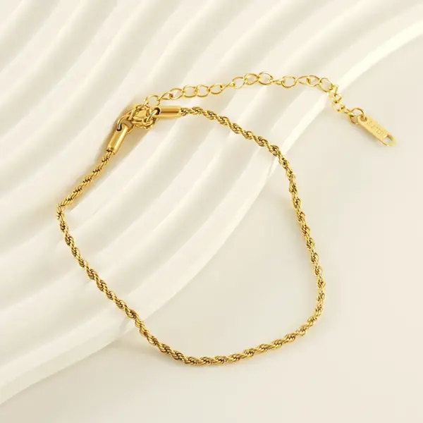 Wholesale 1 Piece Casual Simple Style Solid Color 304 Stainless Steel Plating Titanium Steel PVD Coated PVD Coated 18K Gold Plated Women'S Anklet