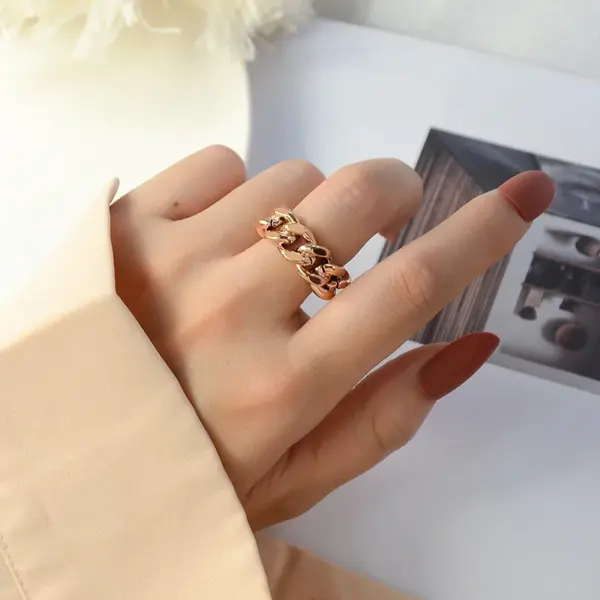 Wholesale PVD Coated Real Gold Plated 18K Gold Geometry 304 Stainless Steel Fashion Waterproof Non Tarnish Open Rings