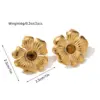 Wholesale 1 Pair Retro Geometric Flower Butterfly Plating Inlay Titanium Steel Tiger Eye 18K Gold Plated Ear Studs