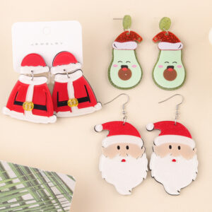 Wholesale European and American Christmas Earrings Creative Cartoon Santa Claus Clothes Snowman Personality Exaggerated Earrings Ear Jewelry Women