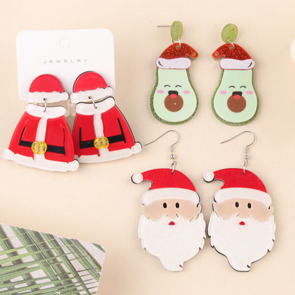 Wholesale European and American Christmas Earrings Creative Cartoon Santa Claus Clothes Snowman Personality Exaggerated Earrings Ear Jewelry Women