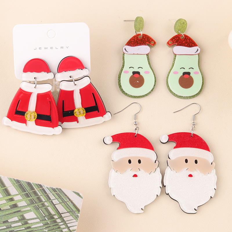 Wholesale European and American Christmas Earrings Creative Cartoon Clothes Snowman Personality Exaerated Earrings Ear Jewelry Women