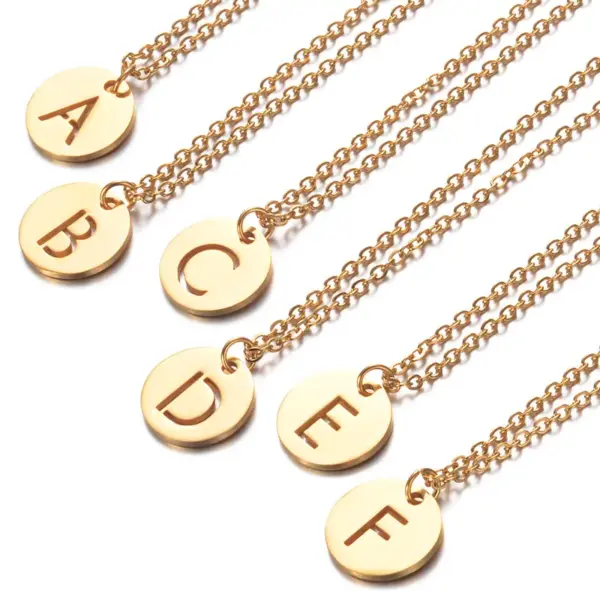 Wholesale Simple Style Letter Stainless Steel Titanium Steel Plating Chain Gold Plated Pendant Necklace