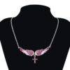 Wholesale Cross-border European and American New exaggerated fashion angel wings pendant necklace diamond wings cross temperament necklace
