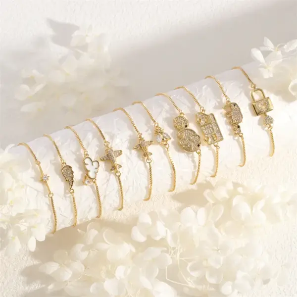 Wholesale Copper 18K Gold Plated IG Style Simple Style Commute Clouds Car Elephant Inlay Zircon Bracelets