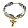 Wholesale Elegant Classic 18K Stainless Steel Oil Drip Cross Pendant Scarf Necklace Women's Luxury Rustproof Brown White Blue Gold Black
