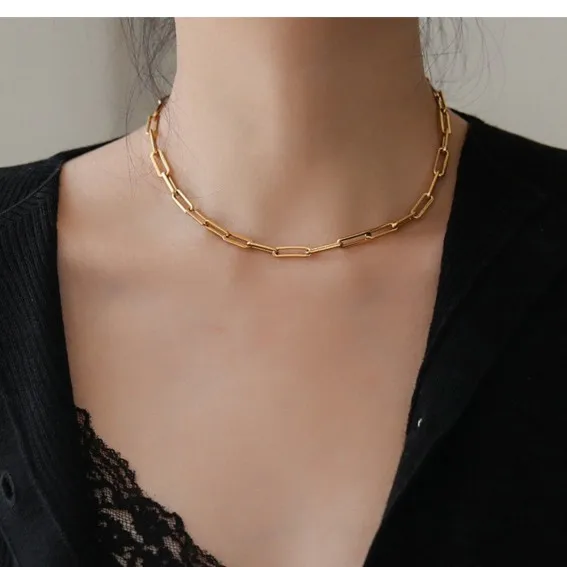 Wholesale Jewelry Basic Simple Style Geometric Titanium Steel Plating Necklace