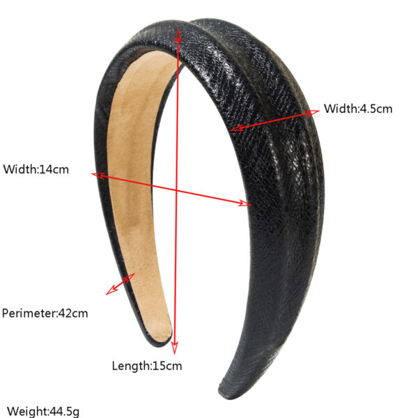 Wholesale Embossed design snakeskin leather headband, simple wide brim, new style, perfect for everyday wear.