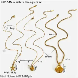 Gold / Main Image Small Shell Large Shell Starfish Three-Piece Set
