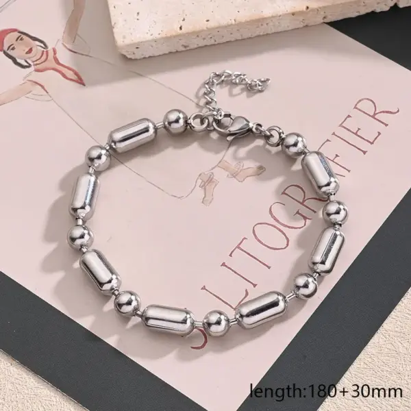 Wholesale Casual Modern Style Simple Style Round Solid Color 304 Stainless Steel Ball Chain Bracelets In Bulk