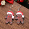 Wholesale Christmas cute Christmas hat gingerbread man pendant earrings wooden double-sided earrings Christmas gift