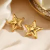PVD Coated 18K Gold Plated Pentagram Star 304 Stainless Steel Casual Rock Streetwear Waterproof Non Tarnish Ear Studs