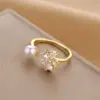 Wholesale Fashion Geometric Snake Butterfly Copper Open Ring Plating Artificial Gemstones Copper Rings