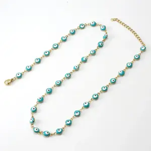 Necklace round Eye Beads Light / Green