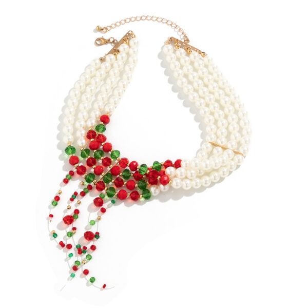 Wholesale Christmas Retro Gothic Tassel Round Bead Multi-layer Necklace