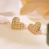 201 Stainless Steel 304 Stainless Steel Heart Shape Solid Color Electroplating Stone-Free Imitation Gold Simple Style Classic Style Gold Ear Studs