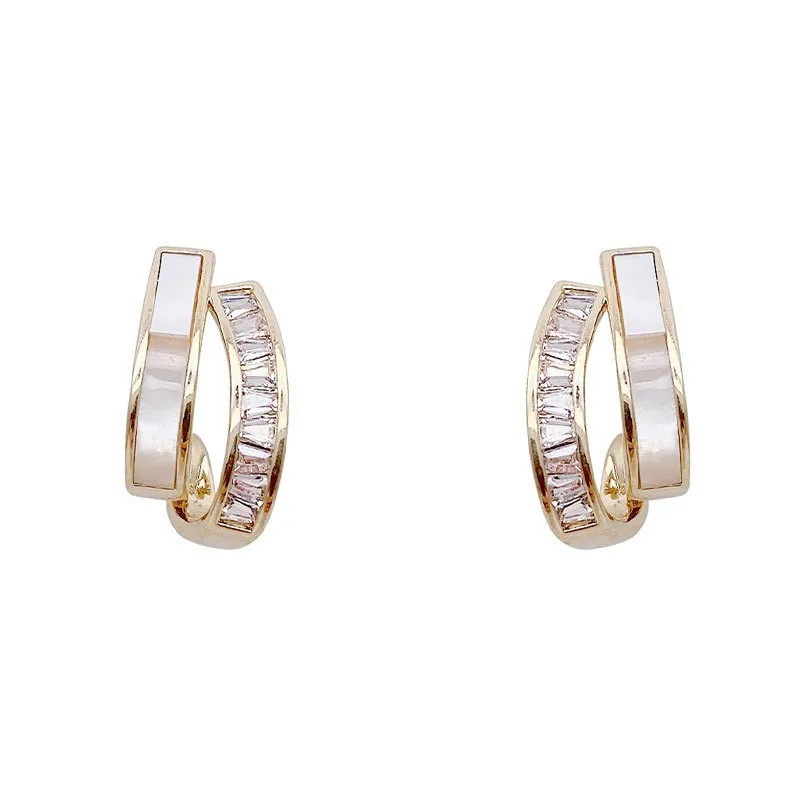 Wholesale Elegant Sweet Tassel Flower Imitation Pearl Copper Rhinestones Inlay Hoop Earrings For Women's Daily
