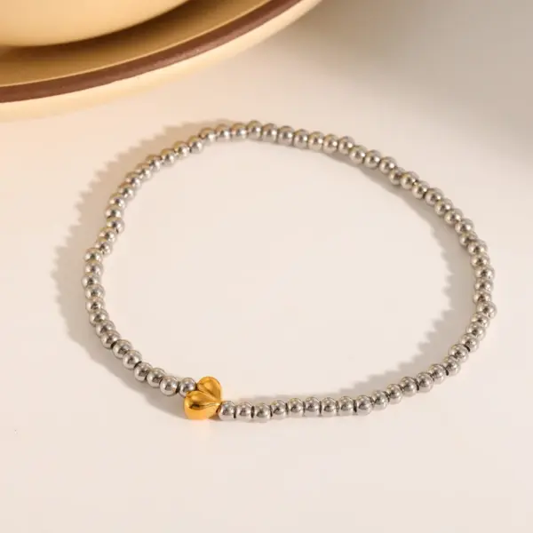 Wholesale 304 Stainless Steel Vacuum Plating (In Furnace) Plated 18K Real Gold Imitation Pearl Heart Shape No Inlay Material Luxury Classic Bracelet