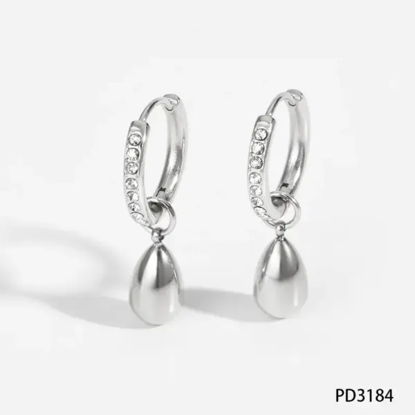 Wholesale PVD Coated Real Gold Plated 16K Gold White Gold Plated Water Droplets 304 Stainless Steel Elegant Modern Style Waterproof Non Tarnish Earrings