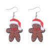 Wholesale Christmas cute Christmas hat gingerbread man pendant earrings wooden double-sided earrings Christmas gift