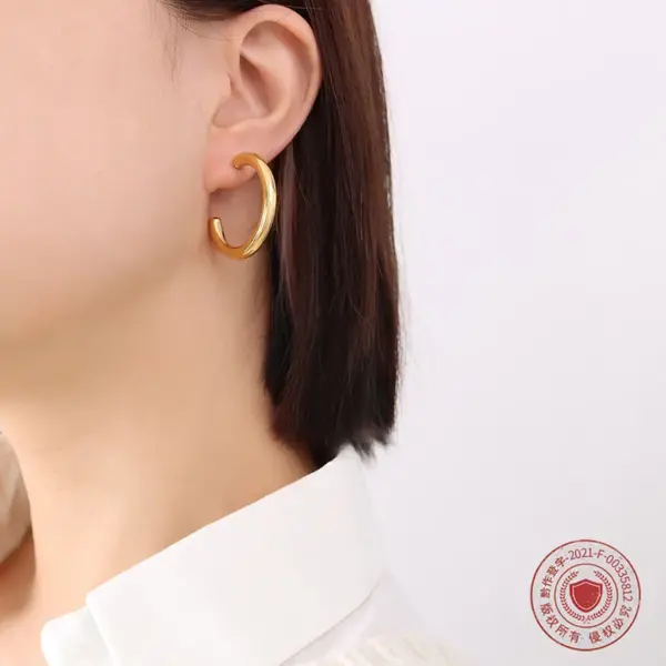 oly-19a7773c1fb474e414e507b12b33cd60 Wholesale PVD Coated Real Gold Plated 18K Gold Printing 304 Stainless Steel Fashion Waterproof Non Tarnish Earrings