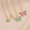 Wholesale Ion Plating (IP) Real Gold Plated Heart Shape Butterfly 304 Stainless Steel Elegant Cute Romantic Waterproof Non Tarnish 304 Stainless Steel Lobster Trigger Clasp Closure Pendant Necklace Necklace