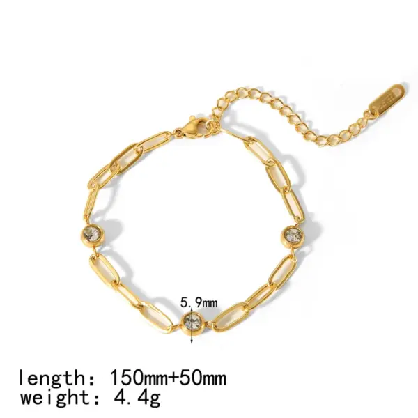PVD Coated Real Gold Plated 18K Quailateral Round Heart Shape 304 Stainless Steel IG Style Simple Waterproof Non Tarnish Bracelets