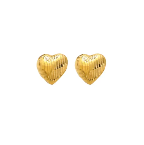 1 Pair Basic Simple Style Round Heart Shape Plating 304 Stainless Steel Ear Studs