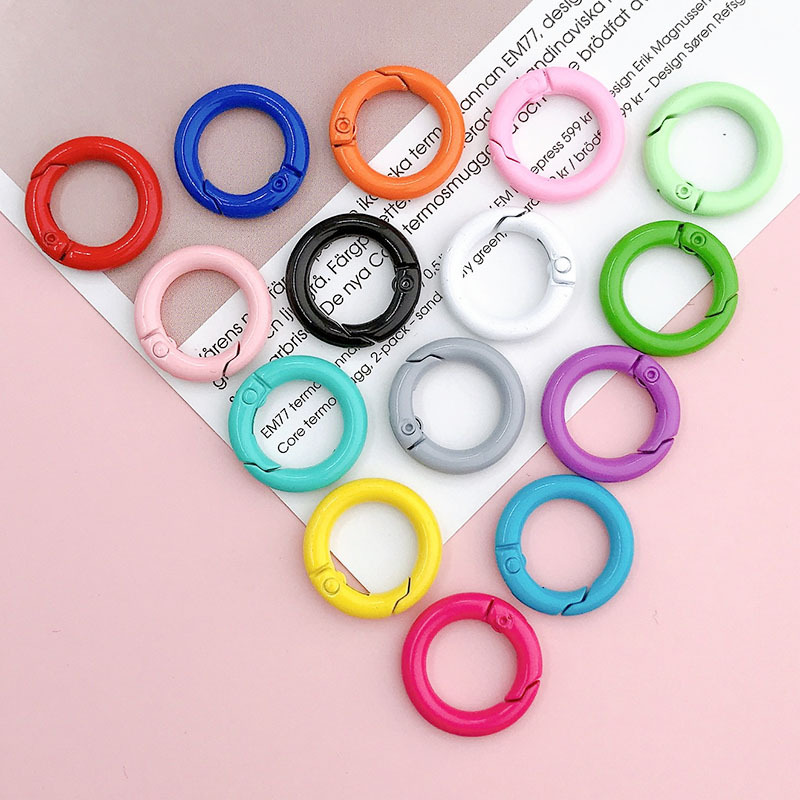 Wholesale Yi Lian New 20mm Spring Ring diy Jewelry Aessories Candy Color Baking Paint Open Ring Color Key Spring Buckle