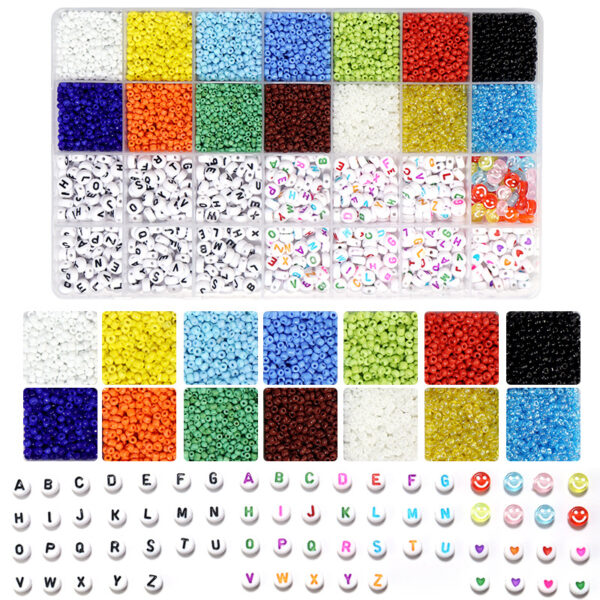 Wholesale DIY puzzle Beaded 28 Boxed Set of Solid Color Paint Glass Beads DIY Bracelet Necklace Accessories Colorful Small Rice Beads