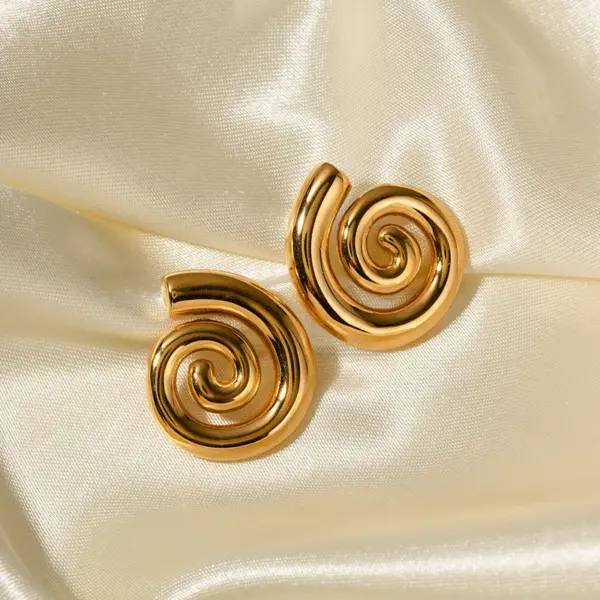 1 Pair IG Style Simple Style Solid Color Spiral 304 Stainless Steel 18K Gold Plated Stainless Steel Earrings
