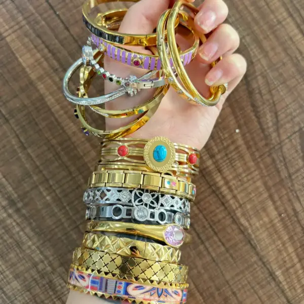 Wholesale Jewelry Yakemiyou Elegant Basic Geometric 304 Stainless Steel Copper Pearl Zircon Water Plating Vacuum Plating Irregular Polishing Enamel Bracelets Earrings Necklace